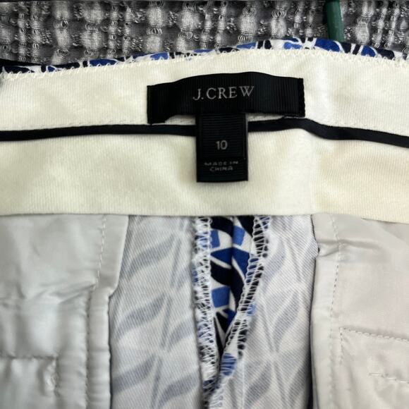 J. Crew Blue Print Campbell Cropped Trouser Pants Size 10 - Picture 2 of 5